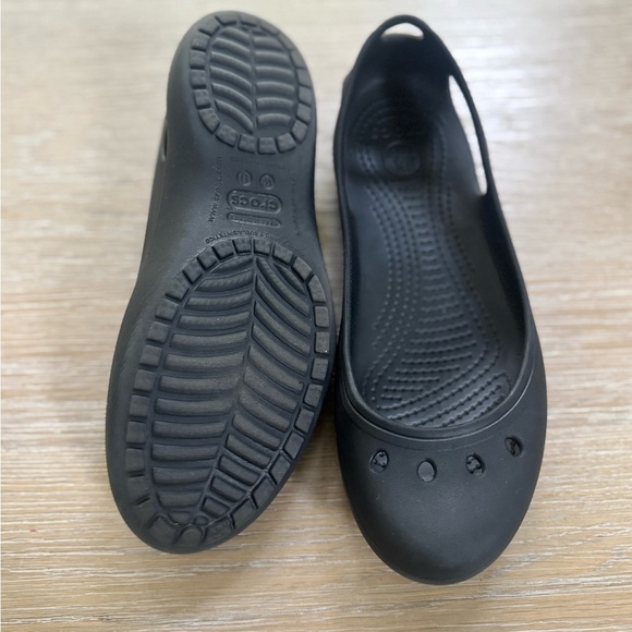 Crocs Kadee women’s black rubber ballet flats slip on shoes size 8 - Picture 3 of 6